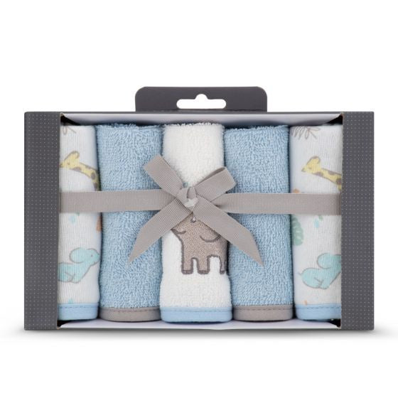 LITTLE BAMBOO TOWELLING WASHER 5PK- Safari Bear