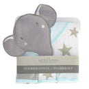 The Little Linen Company Hooded Towel & Washers Elephant Star