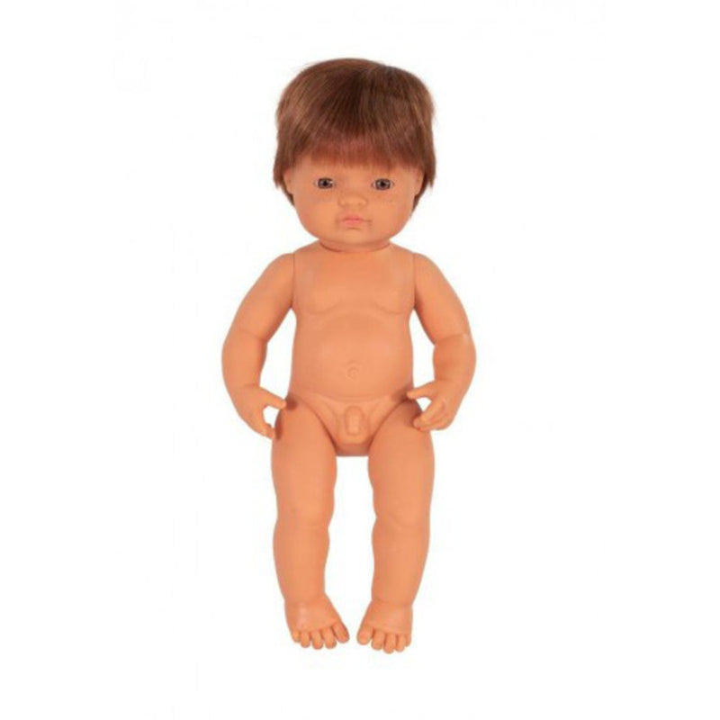 Miniland Anatomically Correct Naked Caucasian Boy Doll - Red Hair - 38cm