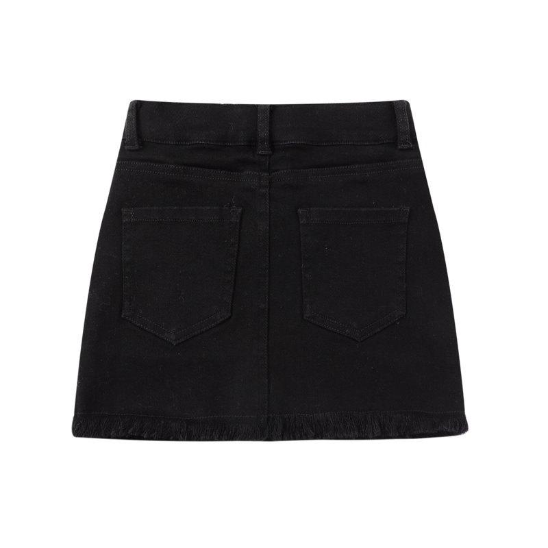 Cracked Soda | Elie Denim Skirt-Black