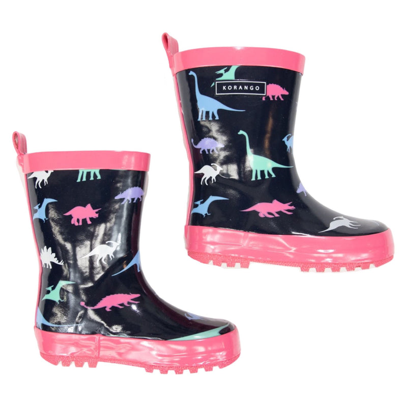 Korango | Gumboot: Dino Print Hot Pink/Navy