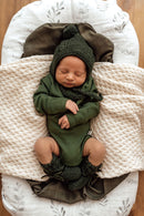 Snuggle Hunny | Merino Wool Bonnet & Bootie Set - Olive