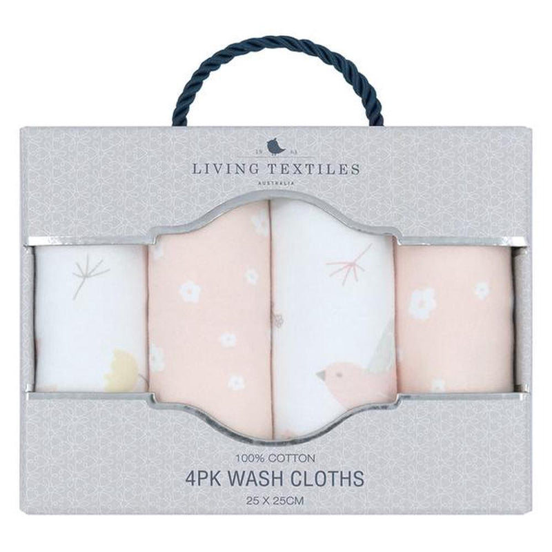 Living Textiles | 4pk Wash Cloths - Pink