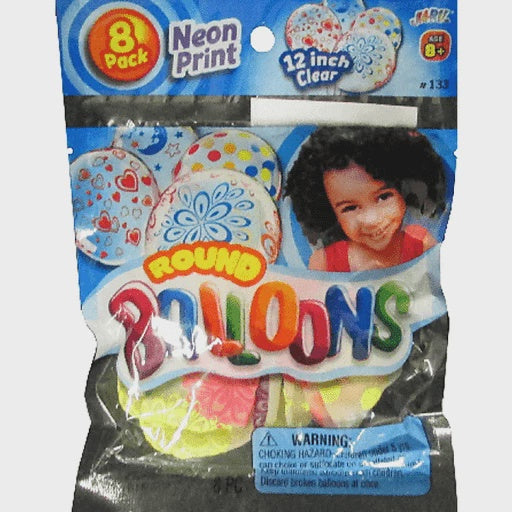 Neon Print Balloons - 8pk