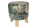 Fern Print Round Stool 32cmH