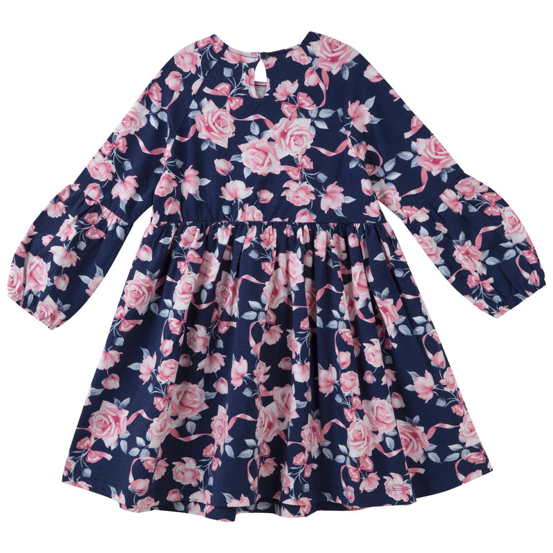 Designer kidz | Rose Bow Poodle Dress-Navy