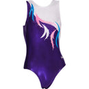 SGY390-4 Child Scoop Neck Purple/White Mystique Foil Leotard