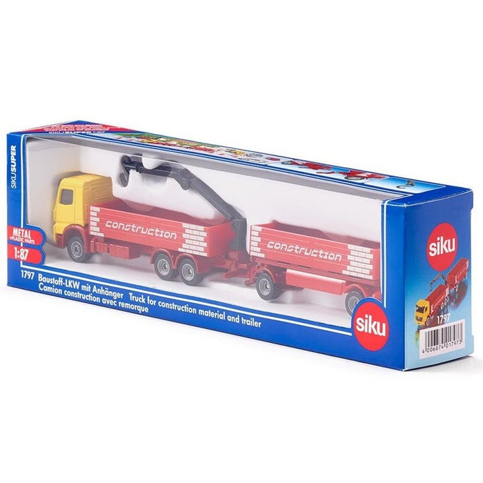 【SK1797】Siku Baustoff-LKW mit Anhänger SIKU | 1797 Truck for Construction Material And Trailer - 1:87 Scale