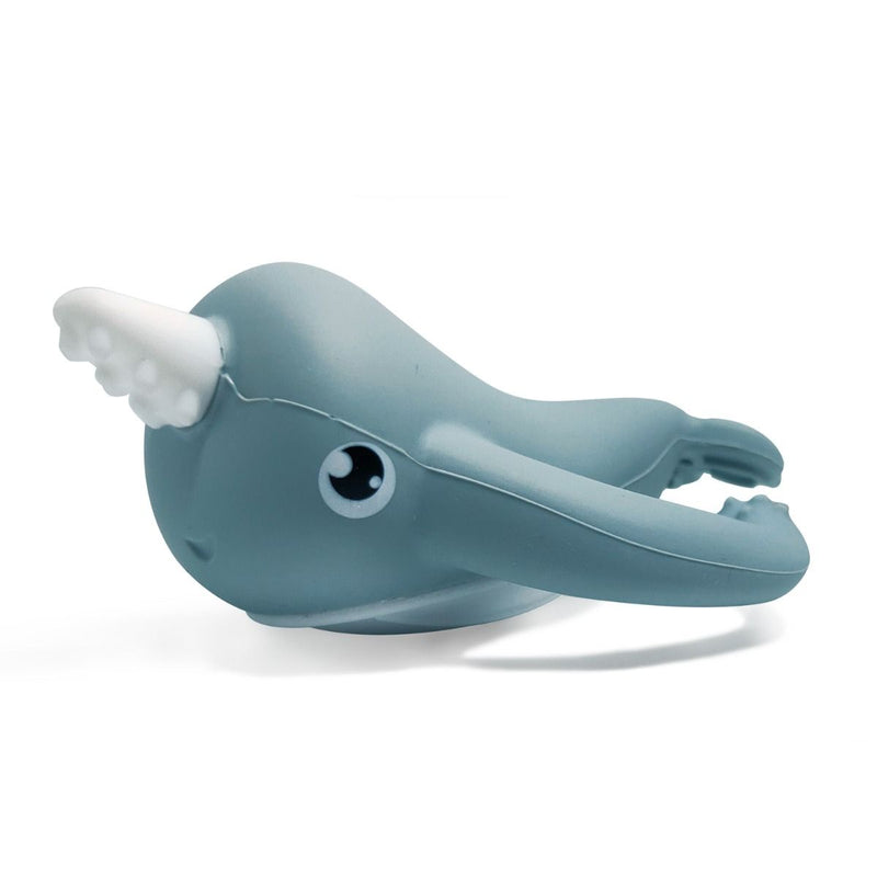 Nora Narwhal Silicone Teether - Iron green