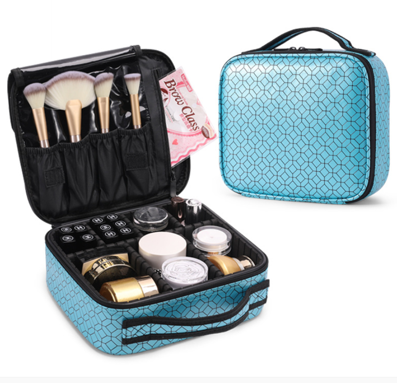 Mad Ally Small Make Up Case; Blue Pattern