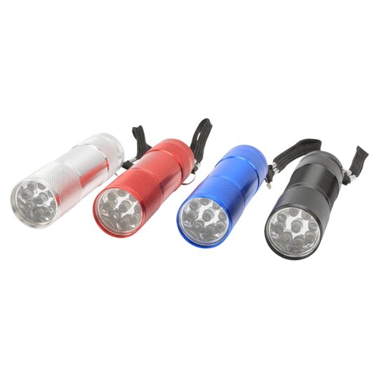 Super Bright Mini Aluminum LED 9 LED Flashlight Torch Light