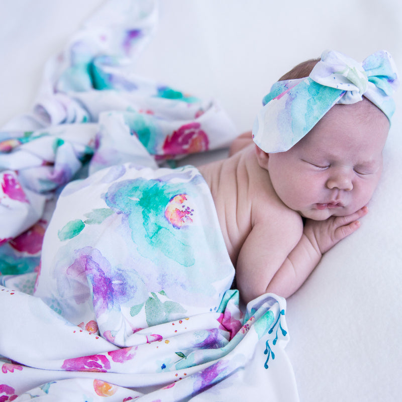 Snuggle Hunny | Sweet Petal Jersey Wrap & Topknot Set