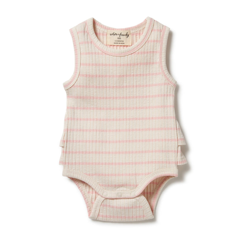Wilson & Frenchy | Stripe Ruffle Bodysuit-Pink