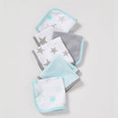 LITTLE LINEN TOWELLING WASHCLOTH 6PK - SKYDREAM TEAL