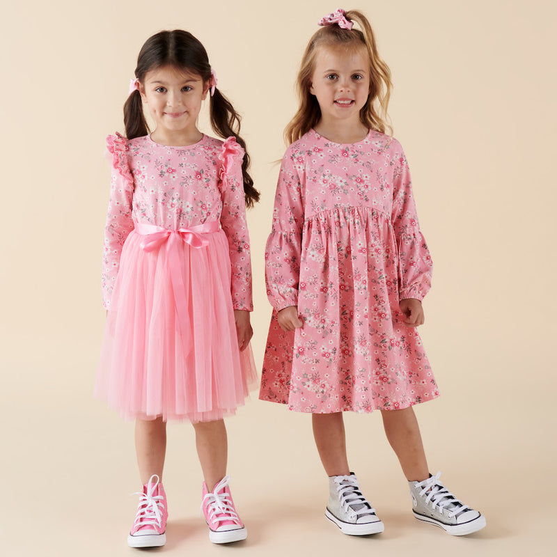 Designer kidz |Millie Floral Poodle  L/S Dress