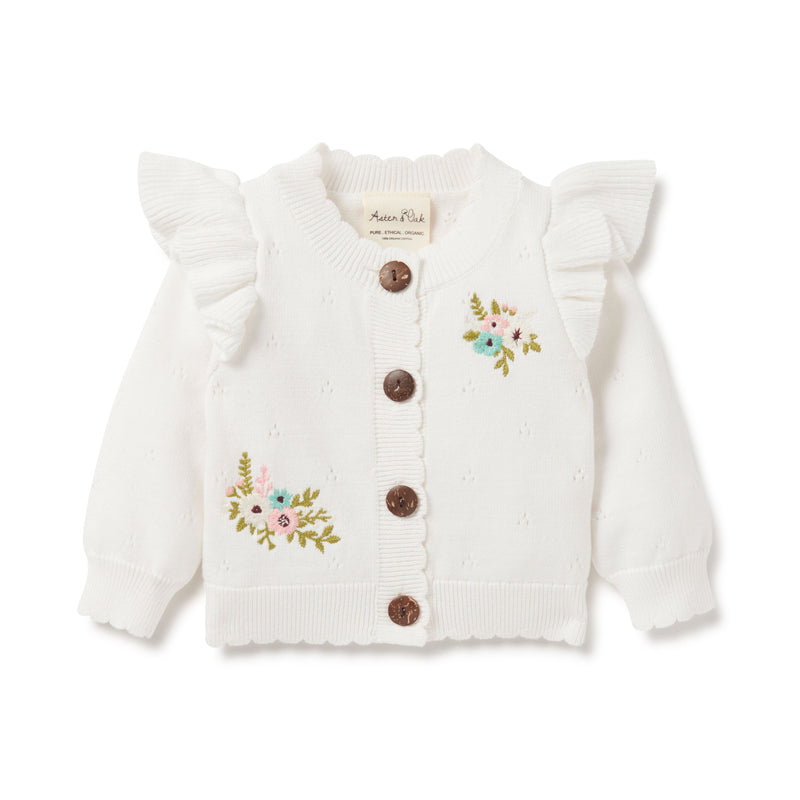 Aster & Oak | Floral Pointelle Knit Cardigan