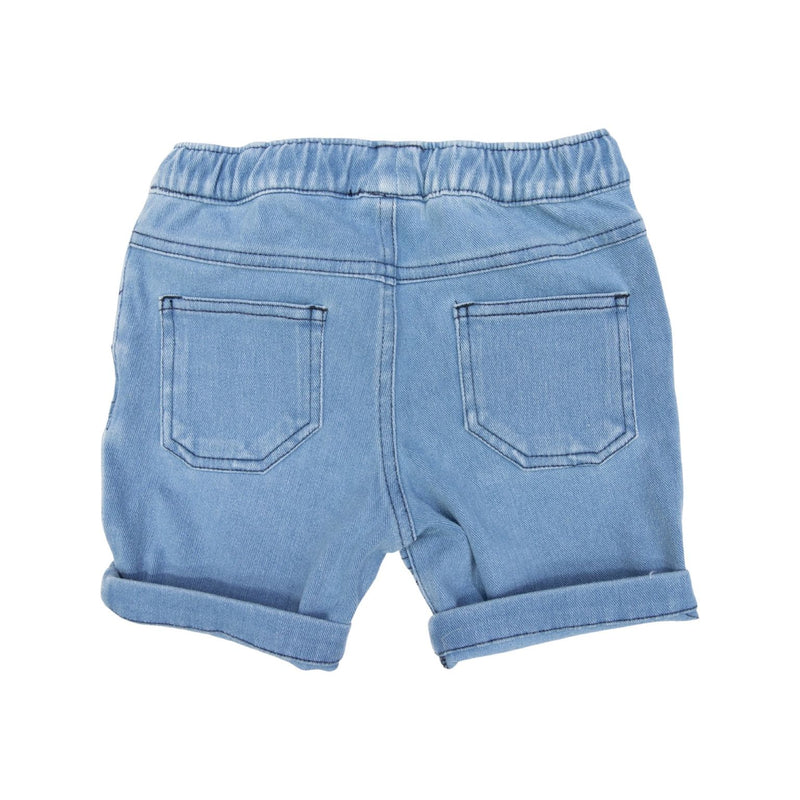 Korango | Boys Denim Knit Shorts - Acid Wash Blue