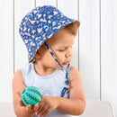 Sundaise | Boys Dana Wide Brim Bucket Hat - Blue Dino
