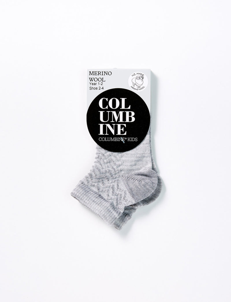 Columine | Merino ZigZag Crop Socks - Grey
