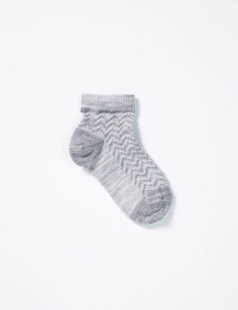 Columine | Merino ZigZag Crop Socks - Grey